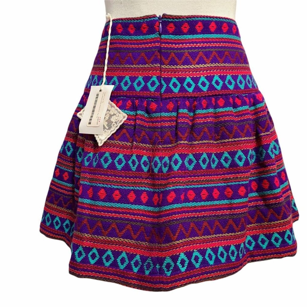 Mes Demoiselles Paris Pima Woven Desing Skirt, Purple, Red, Size 40 (US8/M)